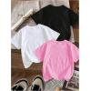 image:imageGirls 3 Packs Star Butterfly Graphic Tees Crew Neck Short Sleeve T Shirt Casual TopsBlack White Pink
