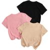 image:imageGirls 3 Packs Star Butterfly Graphic Tees Crew Neck Short Sleeve T Shirt Casual TopsPink Beige Black