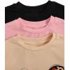 image:imageGirls 3 Packs Star Butterfly Graphic Tees Crew Neck Short Sleeve T Shirt Casual TopsPink Beige Black