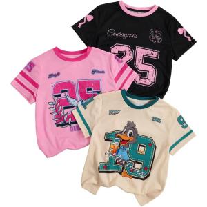 image:imageGirls 3 Packs Star Butterfly Graphic Tees Crew Neck Short Sleeve T Shirt Casual TopsBlack Beige Pink