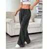 image:imageWomens Acid Washed Baggy Sweatpants Drawstring Waist Wide Straight Leg Track PantsBlack