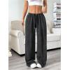 image:imageWomens Acid Washed Baggy Sweatpants Drawstring Waist Wide Straight Leg Track PantsBlack