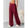 image:imageWomens Acid Washed Baggy Sweatpants Drawstring Waist Wide Straight Leg Track PantsBurgundy