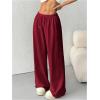 image:imageWomens Acid Washed Baggy Sweatpants Drawstring Waist Wide Straight Leg Track PantsBurgundy