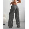 image:imageWomens Acid Washed Baggy Sweatpants Drawstring Waist Wide Straight Leg Track PantsDark Grey