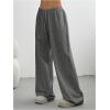 image:imageWomens Acid Washed Baggy Sweatpants Drawstring Waist Wide Straight Leg Track PantsDark Grey