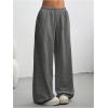 image:imageWomens Acid Washed Baggy Sweatpants Drawstring Waist Wide Straight Leg Track PantsDark Grey