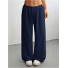 image:imageWomens Acid Washed Baggy Sweatpants Drawstring Waist Wide Straight Leg Track PantsDeep Blue