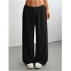 image:imageWomens Acid Washed Baggy Sweatpants Drawstring Waist Wide Straight Leg Track PantsPure Black