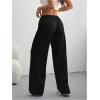 image:imageWomens Acid Washed Baggy Sweatpants Drawstring Waist Wide Straight Leg Track PantsPure Black