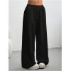 image:imageWomens Acid Washed Baggy Sweatpants Drawstring Waist Wide Straight Leg Track PantsPure Black
