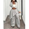 image:imageWomens Asymmetrical Hem Skirt Pants Drawstring Waisted Wide Leg Trousers StreetwearGrey