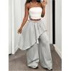 image:imageWomens Asymmetrical Hem Skirt Pants Drawstring Waisted Wide Leg Trousers StreetwearGrey