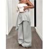 image:imageWomens Asymmetrical Hem Skirt Pants Drawstring Waisted Wide Leg Trousers StreetwearGrey