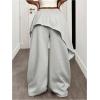 image:imageWomens Asymmetrical Hem Skirt Pants Drawstring Waisted Wide Leg Trousers StreetwearGrey
