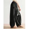 image:imageWomens Baggy Harem Pants Drawstring Waist Wide Leg Sweatpants Boho Casual Trousers Joggers with PocketsBlack