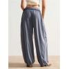 image:imageWomens Baggy Harem Pants Drawstring Waist Wide Leg Sweatpants Boho Casual Trousers Joggers with PocketsDark Grey