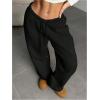 image:imageWomens Baggy Sweatpants Drawstring Waist Wide Leg Pants Athletic Running Track Sweat Pants JoggersBlack