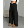image:imageWomens Baggy Sweatpants Drawstring Waist Wide Leg Pants Athletic Running Track Sweat Pants JoggersBlack
