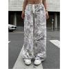 image:imageWomens Baggy Sweatpants Drawstring Waist Wide Leg Pants Athletic Running Track Sweat Pants JoggersCamo Grey