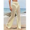 image:imageWomens Cover Up Beach Pants Hollow Out Drawstring High Elastic Waist Swimsuit Beach Cover Up PantsBeige