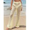 image:imageWomens Cover Up Beach Pants Hollow Out Drawstring High Elastic Waist Swimsuit Beach Cover Up PantsBeige