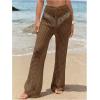 image:imageWomens Cover Up Beach Pants Hollow Out Drawstring High Elastic Waist Swimsuit Beach Cover Up PantsBronze