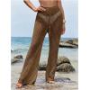 image:imageWomens Cover Up Beach Pants Hollow Out Drawstring High Elastic Waist Swimsuit Beach Cover Up PantsBronze
