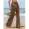 image:imageWomens Cover Up Beach Pants Hollow Out Drawstring High Elastic Waist Swimsuit Beach Cover Up PantsBronze