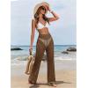 image:imageWomens Cover Up Beach Pants Hollow Out Drawstring High Elastic Waist Swimsuit Beach Cover Up PantsBronze