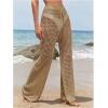 image:imageWomens Cover Up Beach Pants Hollow Out Drawstring High Elastic Waist Swimsuit Beach Cover Up PantsBrown