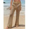 image:imageWomens Cover Up Beach Pants Hollow Out Drawstring High Elastic Waist Swimsuit Beach Cover Up PantsBrown