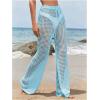 image:imageWomens Cover Up Beach Pants Hollow Out Drawstring High Elastic Waist Swimsuit Beach Cover Up PantsDusty Blue