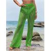 image:imageWomens Cover Up Beach Pants Hollow Out Drawstring High Elastic Waist Swimsuit Beach Cover Up PantsGreen