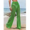 image:imageWomens Cover Up Beach Pants Hollow Out Drawstring High Elastic Waist Swimsuit Beach Cover Up PantsGreen