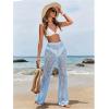 image:imageWomens Cover Up Beach Pants Hollow Out Drawstring High Elastic Waist Swimsuit Beach Cover Up PantsMint Blue