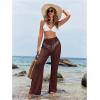 image:imageWomens Cover Up Beach Pants Hollow Out Drawstring High Elastic Waist Swimsuit Beach Cover Up PantsRedwood