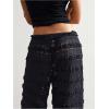 image:imageWomens Crochet Lace Pants Ruffle Layered Elastic Waist Mesh Bathing Suit Cover Up Beach PantsBlack