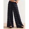 image:imageWomens Crochet Lace Pants Ruffle Layered Elastic Waist Mesh Bathing Suit Cover Up Beach PantsBlack