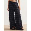 image:imageWomens Crochet Lace Pants Ruffle Layered Elastic Waist Mesh Bathing Suit Cover Up Beach PantsBlack