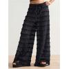 image:imageWomens Crochet Lace Pants Ruffle Layered Elastic Waist Mesh Bathing Suit Cover Up Beach PantsBlack