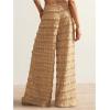 image:imageWomens Crochet Lace Pants Ruffle Layered Elastic Waist Mesh Bathing Suit Cover Up Beach PantsKhaki