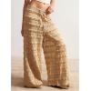 image:imageWomens Crochet Lace Pants Ruffle Layered Elastic Waist Mesh Bathing Suit Cover Up Beach PantsKhaki