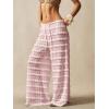 image:imageWomens Crochet Lace Pants Ruffle Layered Elastic Waist Mesh Bathing Suit Cover Up Beach PantsPink