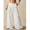 image:imageWomens Crochet Lace Pants Ruffle Layered Elastic Waist Mesh Bathing Suit Cover Up Beach PantsPure White