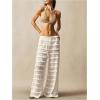 image:imageWomens Crochet Lace Pants Ruffle Layered Elastic Waist Mesh Bathing Suit Cover Up Beach PantsWhite