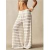 image:imageWomens Crochet Lace Pants Ruffle Layered Elastic Waist Mesh Bathing Suit Cover Up Beach PantsWhite
