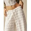 image:imageWomens Crochet Lace Pants Ruffle Layered Elastic Waist Mesh Bathing Suit Cover Up Beach PantsWhite Beige