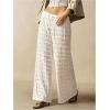 image:imageWomens Crochet Lace Pants Ruffle Layered Elastic Waist Mesh Bathing Suit Cover Up Beach PantsWhite Beige
