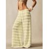image:imageWomens Crochet Lace Pants Ruffle Layered Elastic Waist Mesh Bathing Suit Cover Up Beach PantsYellow